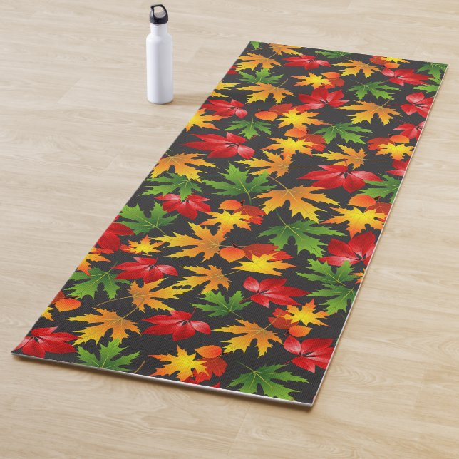 COLORFUL FALL AUTUMN MAPLE LEAF ABSTRACT PATTERN YOGA MAT (In Situ)