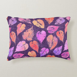 Colorful Fall Leaves On Purple Pattern Decorative Cushion