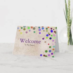 Colorful Falling Sparkles Polka Dots Welcome Card