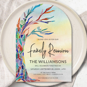 Colorful Family Tree Family Reunion Invitation