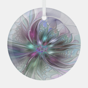 Colorful Fantasy Abstract Modern Fractal Flower Glass Tree Decoration