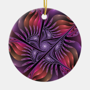 Colorful Fantasy Abstract Trippy Purple Fractal Ceramic Tree Decoration