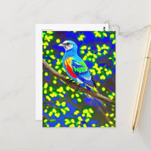 Colorful Fantasy Bird On a Branch  Postcard