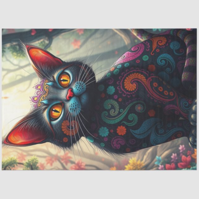 Colorful Fantasy Cat  Tissue Paper (Front)