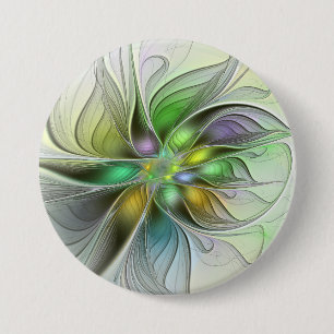 Colorful Fantasy Flower Modern Abstract Fractal 7.5 Cm Round Badge