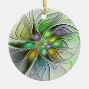 Colorful Fantasy Flower Modern Abstract Fractal Ceramic Tree Decoration