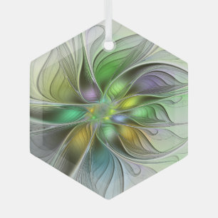 Colorful Fantasy Flower Modern Abstract Fractal Glass Tree Decoration