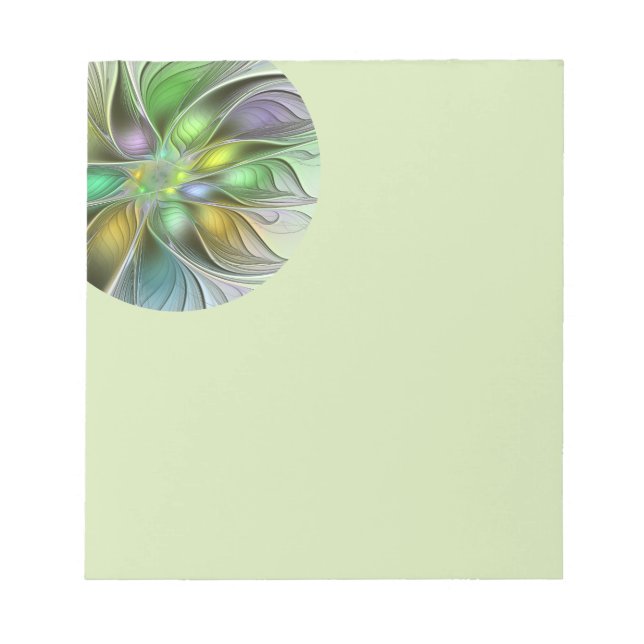 Colorful Fantasy Flower Modern Abstract Fractal Notepad (Front)