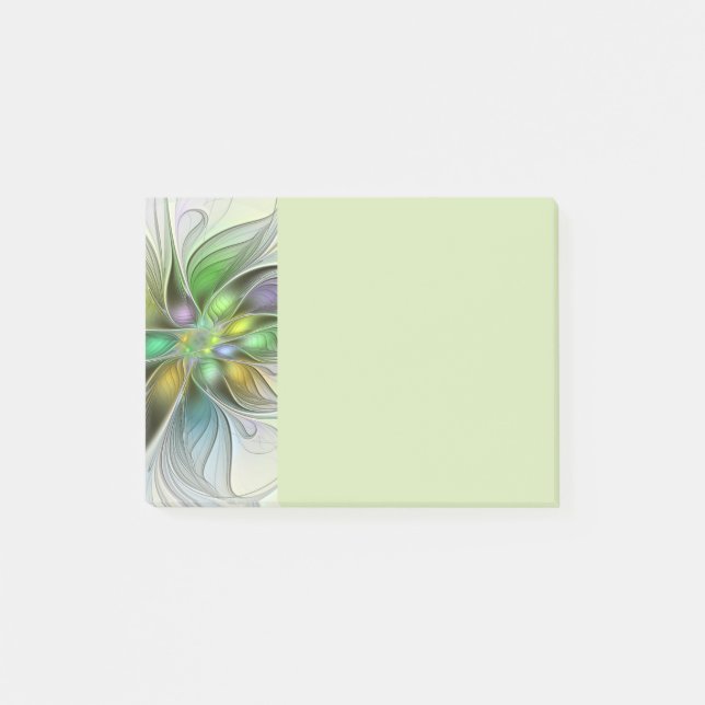 Colorful Fantasy Flower Modern Abstract Fractal Post-it Notes (Front)