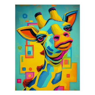 Colorful Fantasy Giraffe - Giraffe Illustration Poster