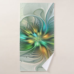Colorful Fantasy Modern Abstract Flower Fractal Bath Towel