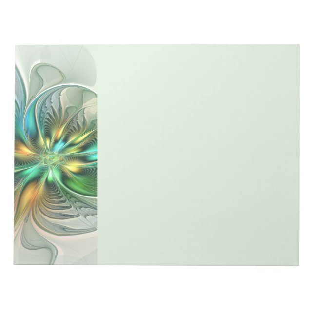Colorful Fantasy Modern Abstract Flower Fractal Notepad (Front)