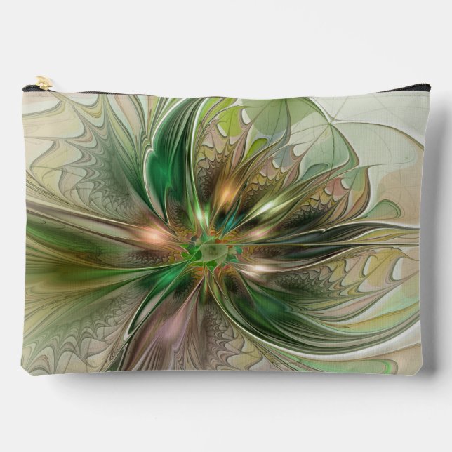 Colorful Fantasy Modern Abstract Fractal Flower Accessory Pouch (Front)