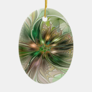 Colorful Fantasy Modern Abstract Fractal Flower Ceramic Tree Decoration