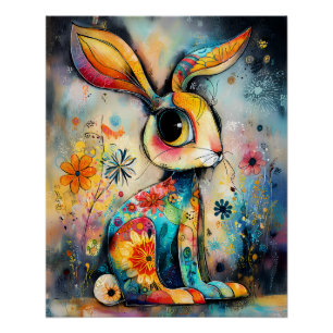 Colorful Fantasy Rabbit - Detailed Patterns Poster