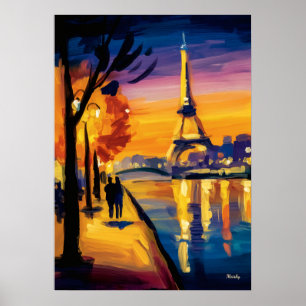 Colorful Fauvist Paris Eiffel Tower Wall Art