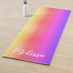 Colorful Faux Glitter Name Yoga Mat