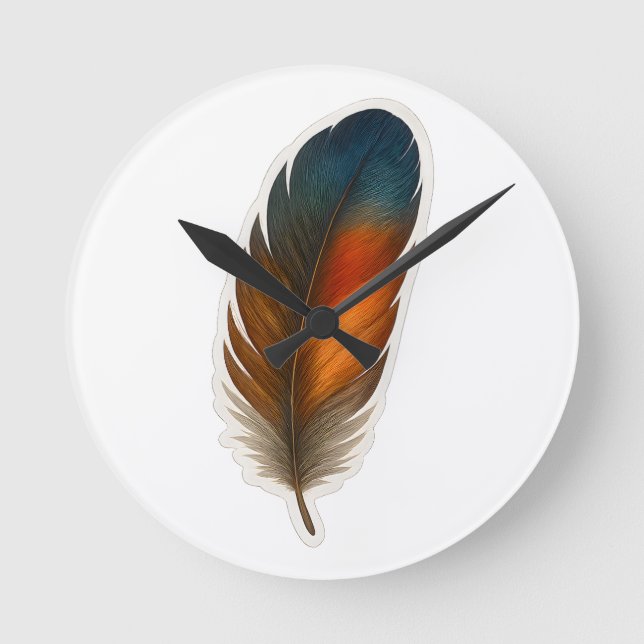 Colorful Feather Design Round Clock (Front)