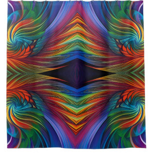 Colorful feather swirl shower curtain