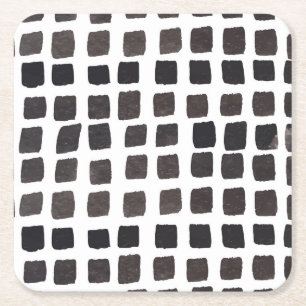 Colorful Feathers: Cute Vintage Pattern Square Paper Coaster