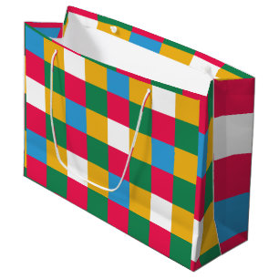 Colorful Festive Checkerboard Large Gift Bag