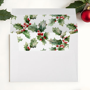 Colorful Festive Christmas Holly Envelope