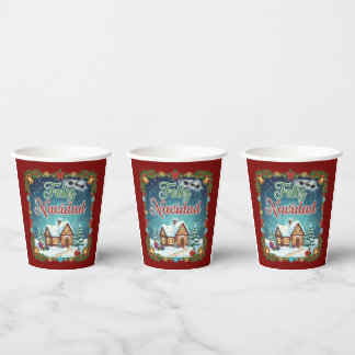 Colorful festive Christmas mug design Paper Cups