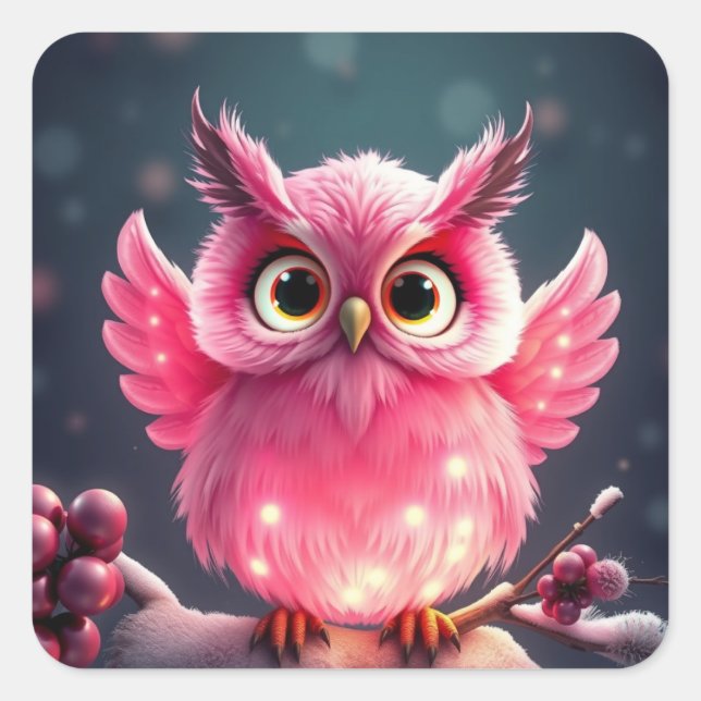 Colorful Festive Christmas Owl Stickers (Front)