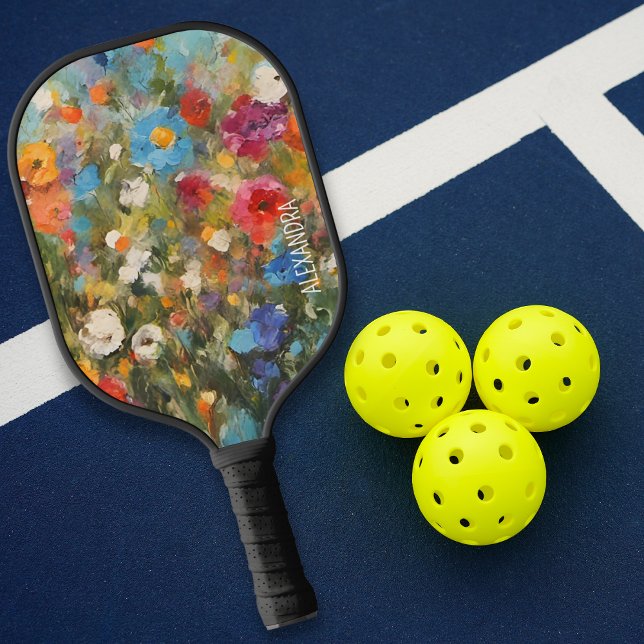Colorful Field of Wildflowers Custom Name Pickleball Paddle (Creator Uploaded)