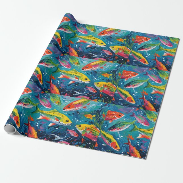 COLORFUL FISH WRAPPING PAPER (Unrolled)
