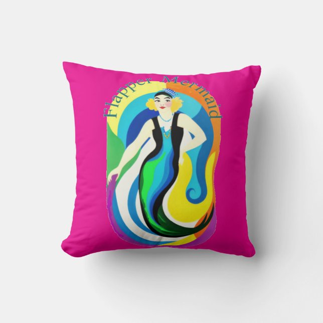 Colorful Flapper Mermaid Thunder_Cove Cushion (Front)