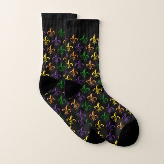 Colorful fleur-de-lis seamless pattern socks (Pair)