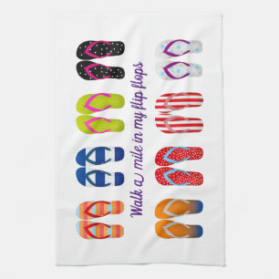 Colorful Flip Flop Design Tea Towel