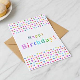 Colorful Flirty Hearts Happy Birthday Card