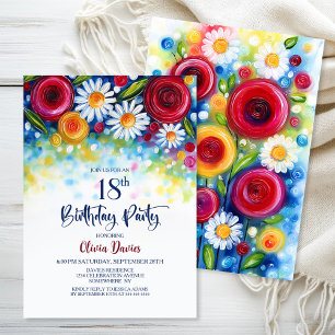 Colorful Floral 18th Birthday Party Invitation