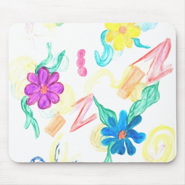 Colorful Floral Abstraction Mouse Pad (Front)