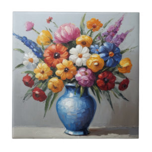 Colorful floral arrangement tile