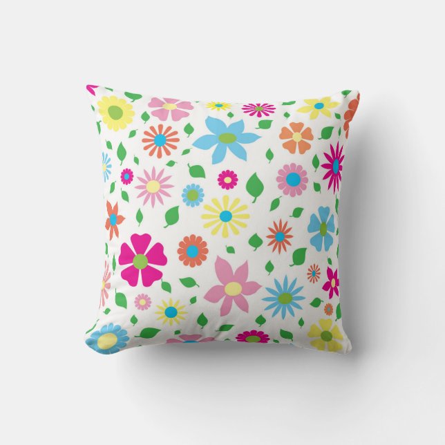 Colorful floral art  cushion (Front)
