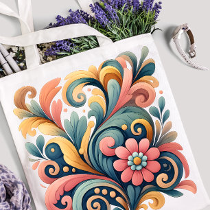 Colorful Floral Art Tote Bag
