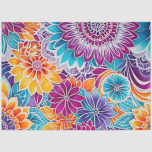 Colorful Floral Batik Art Tissue Paper