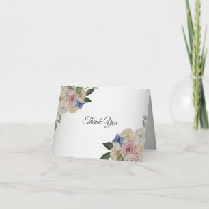 Colorful Floral Blue Butterfly Green Wedding Party Thank You Card