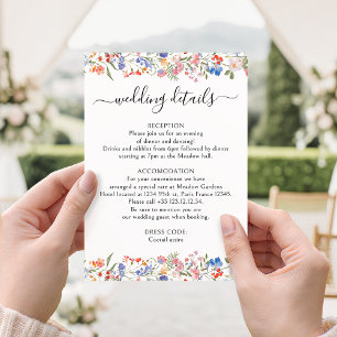 Colorful Floral Boho Chic Wedding Details Cards