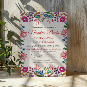 Colorful Floral Botanical Modern Spanish Wedding Invitation