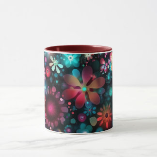 Colorful Floral, Bright Pattern Vibrant Folk Flowe Mug