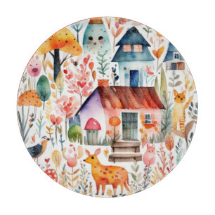 Colorful floral cottage core pattern cutting board
