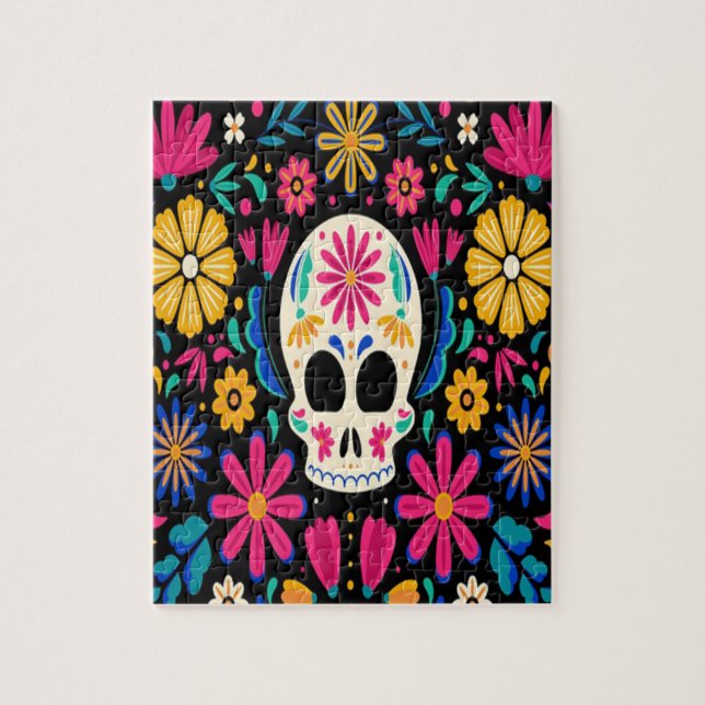 Colorful Floral Day Of The Dead Jigsaw Puzzle (Vertical)