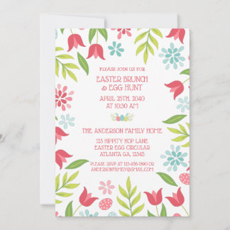 Colorful Floral Easter Brunch Hunt  Invitation