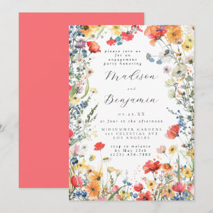 Colorful Floral Engagement Party Invitation