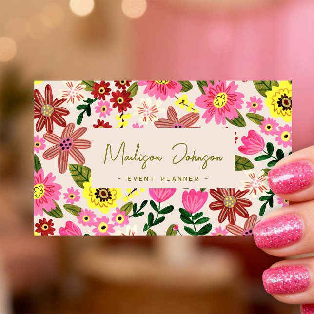 Colorful Floral Event Planner Business Card Design (Colorful Floral Event Planner Business Card Design)