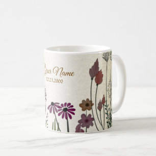 Colorful Floral Garden Gold Glitter Wedding Party Coffee Mug